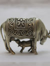 Antique Silver Kamadenu Cow with Calf Idol(3cm)